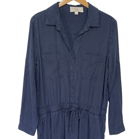 ANTHROPOLOGIE C&S by Cloth & Stone Women’s Navy Utility Jumpsuit large - Picture 5 of 7